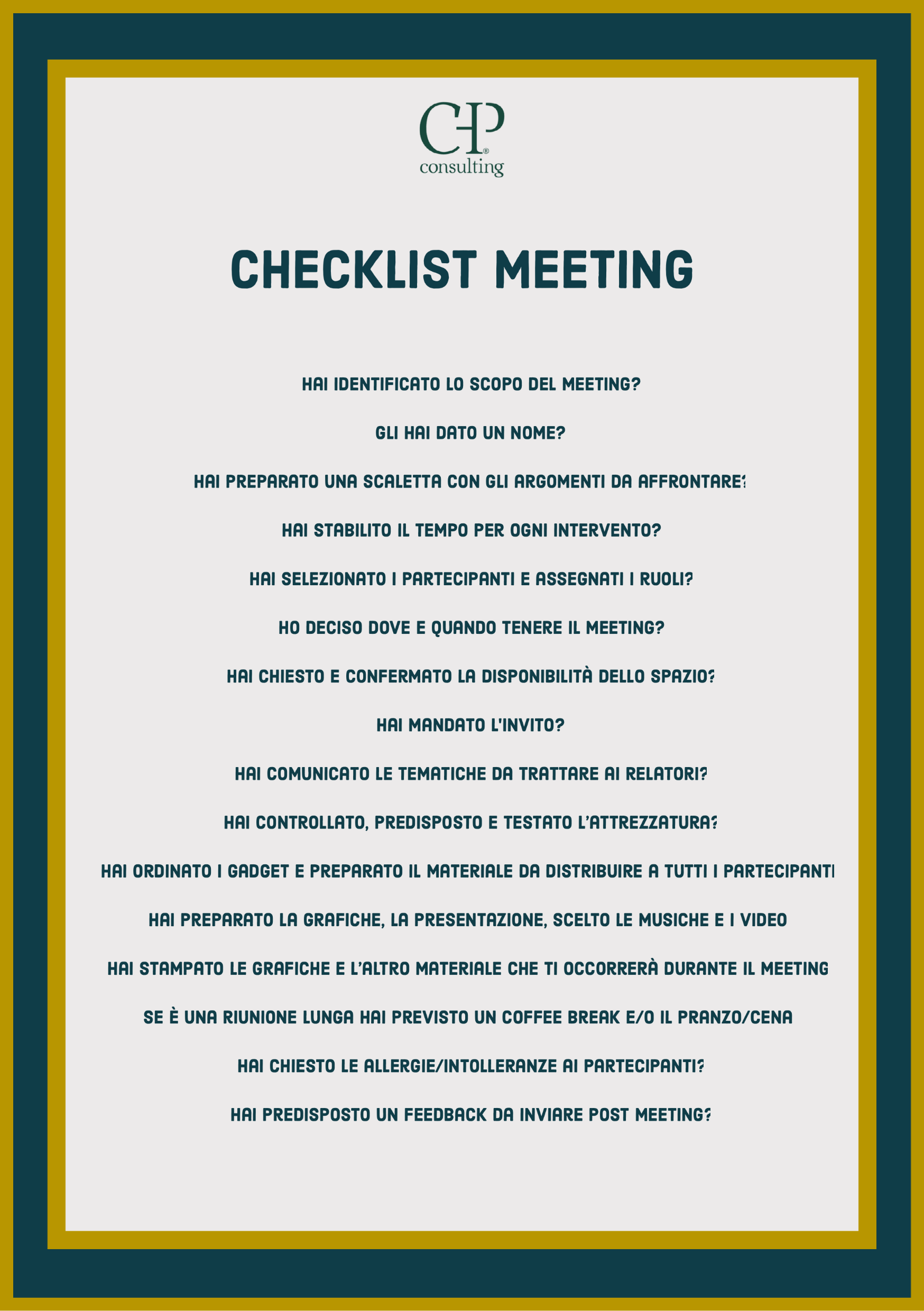 La checklists per pianificare il tuo prossimo meeting